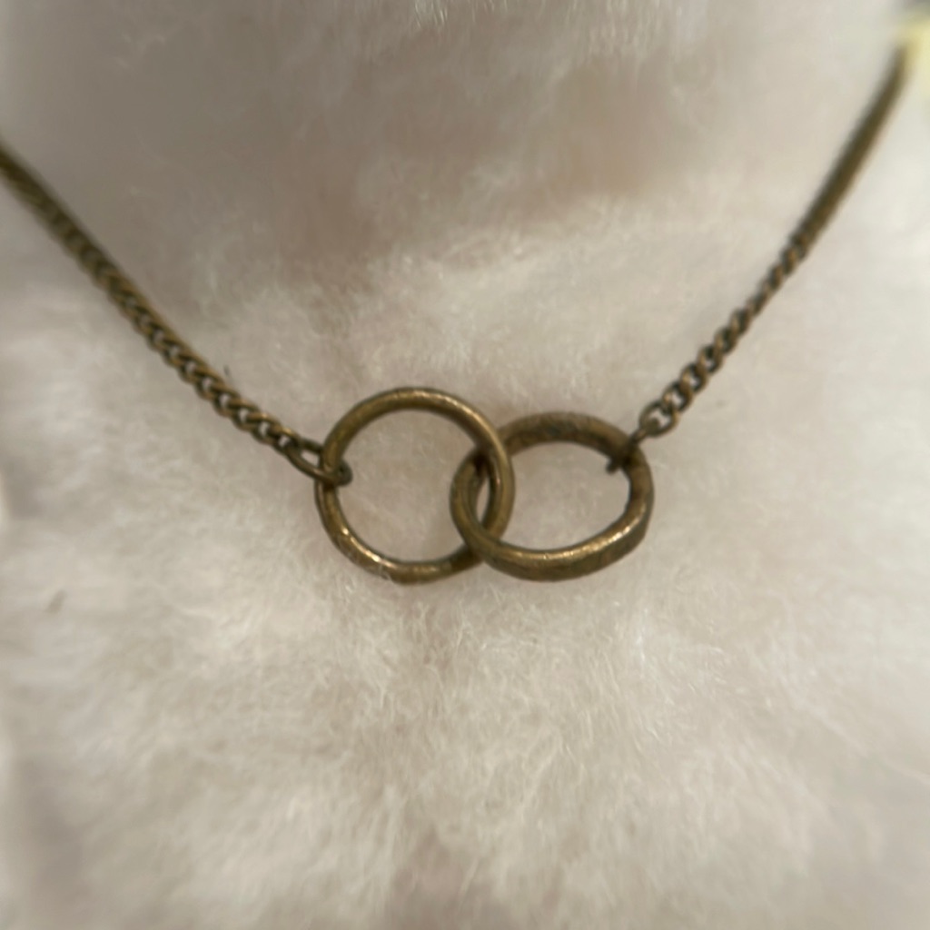 Brass Colored Interlocking Ring Necklace 15$
